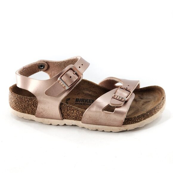 BIRKENSTOCK Rio AS Girls Kids Birko-Flor - Electric Metallic Copper Pink - Picture 1 of 9